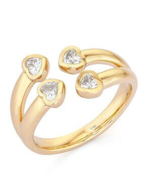 Pink Sapphire Diamond 14K (18k upon request) Yellow Gold Emerald Open Wrap Ring